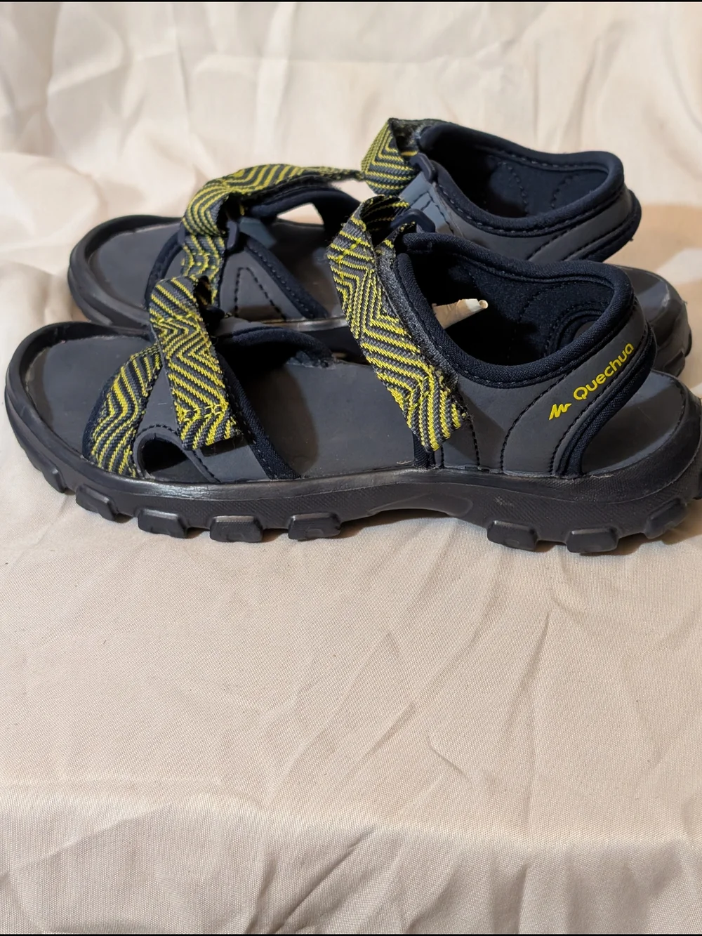 Quechua Blue Sandals with Yellow Striped Straps